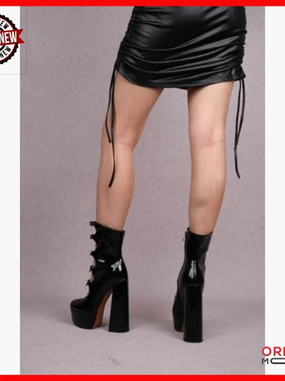 Platform High Heels with Side Zipper Adjustable Buckles Block Heel Pumps